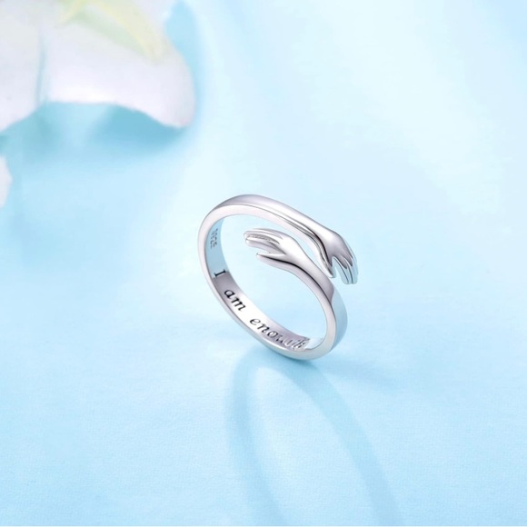 925 Sterling Silver Adjustable Hug Ring Come to My Arm Couple Hugging Rings - Picture 6 of 7